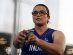 India's Seema in action during the women's discus throw final 