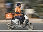 A food delivery worker for Swiggy, in Bengaluru