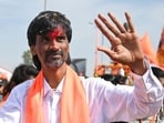 Pune, India. Jan 24, 2024 - Maratha activist Manoj Jarange - Patil started the Marataha Aarakshan Morcha with thousands of Supporters from Antarwali Sarati in Jalna district of Maharashtra to Mumbai. demanding Maratha reservation. The morcha will reach Mumbai on 26th. Jan 24, 2024. (Photo by Raju Shinde/ HT Photo)