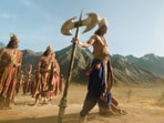 Ranbir Kapoor in a still from the Ramayana trailer.