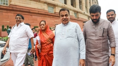 Union Minister Nitin Gadkari leaves after attending the National Democratic Alliance (NDA) Parliamentary Party Meeting. (ANI Photo) Union Minister Nitin Gadkari leaves after attending the National Democratic Alliance (NDA) Parliamentary Party Meeting. (ANI Photo)