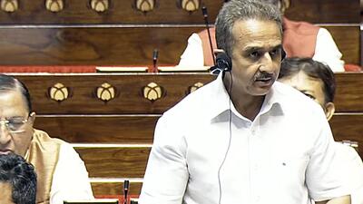 Union MoS Kirti Vardhan Singh speaks in Rajya Sabha during the Monsoon Session of Parliament on Thursday. (Sansad TV)