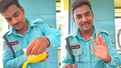 Security guard reveals what's on his ₹10 lunch plate. (Instagram/@thenameisanand01) Security guard reveals what's on his ₹10 lunch plate. (Instagram/@thenameisanand01)