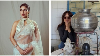Bhumi Pednekar offered her prayers at a temple. Bhumi Pednekar offered her prayers at a temple.