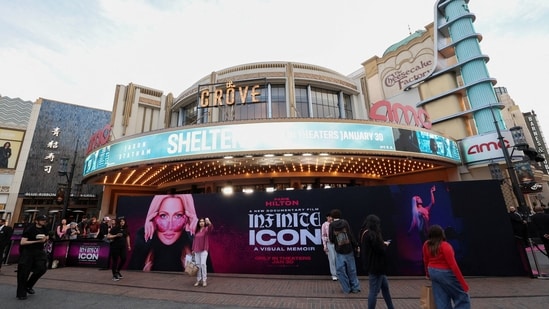 People gather outside the AMC theatre at The Grove in Los Angeles, California, on January 20. (Representational)