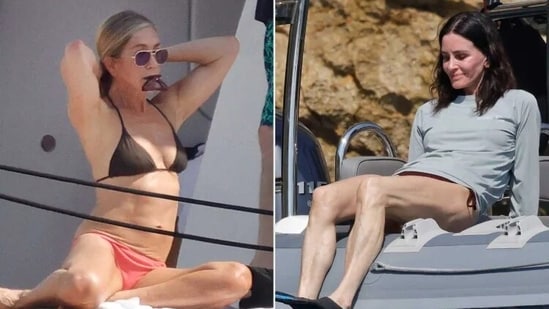 Friends co-stars Jennifer Aniston and Courteney Cox enjoy holiday in Spain alongside Pedro Pascal, Jim Curtis