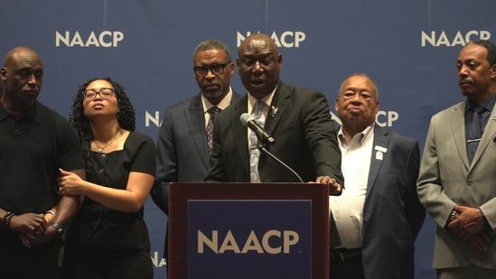 Civil rights attorney Ben Crump speaks at a news conference about the results of an independent autopsy of Nolan Wells at the NAACP National Convention in Chicago, Wednesday, July 22, 2026. (AP Photo/Laura Bargfeld)
