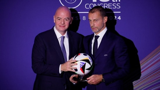 FIFA president Gianni Infantino and UEFA president Aleksander Ceferin during the UEFA Congress