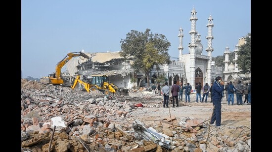 The land was cleared during a high-security demolition drive conducted around 2am on January 7 by MCD and Delhi Police following a Delhi High Court order hours earlier. (HT Archive)