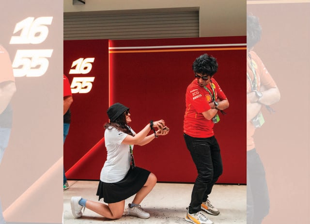 Damini proposed to Dhruv during the Miami Grand Prix. Damini proposed to Dhruv during the Miami Grand Prix.