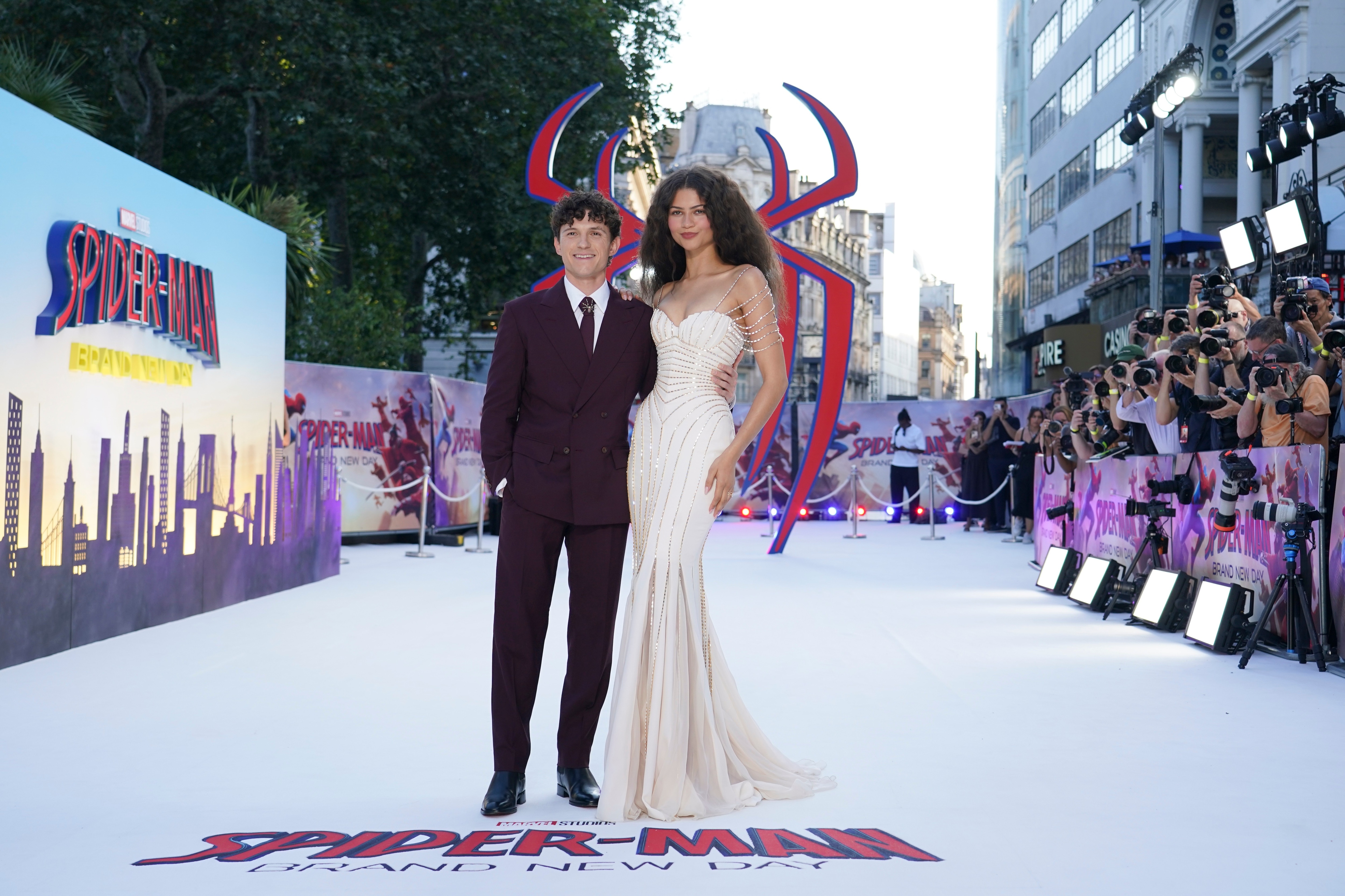 Tom Holland and Zendaya pose for photographers at the 'Spider-Man: Brand New Day' premiere in London. (AP Photo/Alberto Pezzali) Tom Holland and Zendaya pose for photographers at the 'Spider-Man: Brand New Day' premiere in London. (AP Photo/Alberto Pezzali)