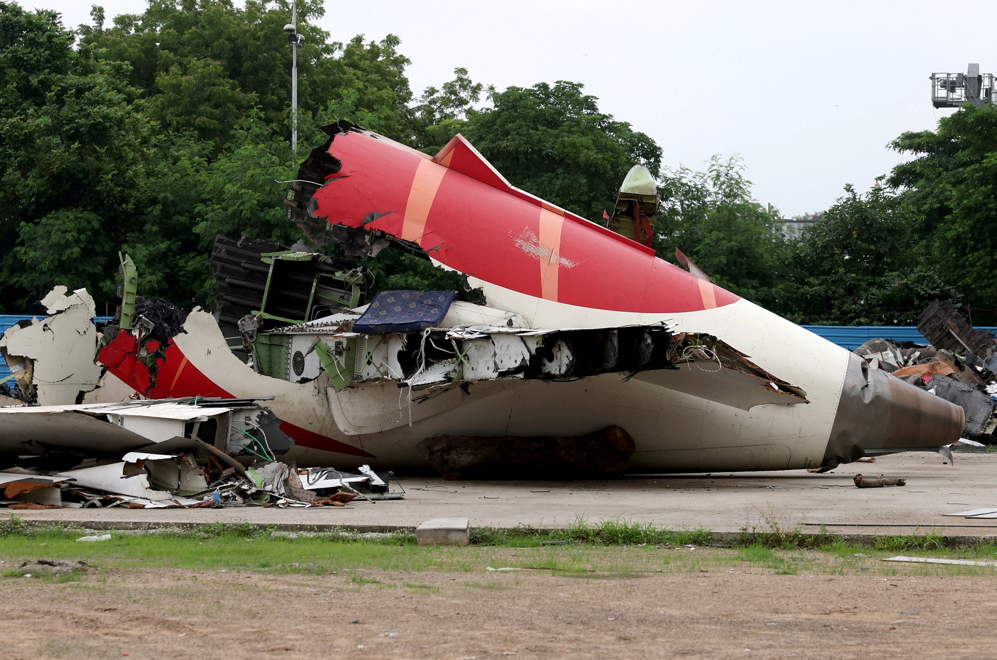 Wreckage of the Air India Boeing 787-8 Dreamliner plane sits on the open ground, outside Sardar Vallabhbhai Patel International Airport, in Ahmedabad, India. (REUTERS/File Photo)
