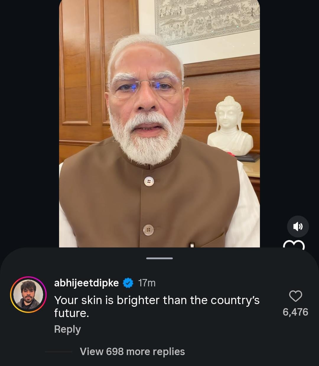 Abhijeet Dipke reacts to PM Modi's new video. (@narendramodi/Instagram) Abhijeet Dipke reacts to PM Modi's new video. (@narendramodi/Instagram)