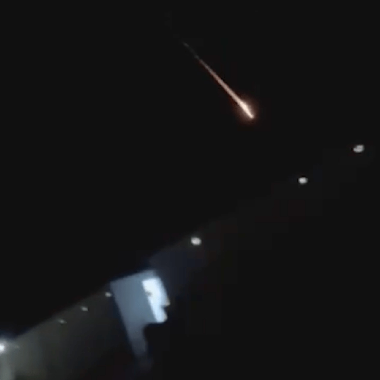 An image from a video shows ballistic missiles hitting the air base in Jordan. An image from a video shows ballistic missiles hitting the air base in Jordan.