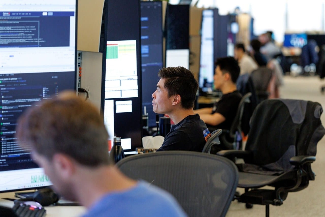 Optiver employees on the trading floor at the company's Sydney office last year. Optiver employees on the trading floor at the company's Sydney office last year.