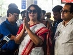 Taslima Nasreen arrives at Kolkata's Netaji Subhas Chandra Bose International Airport on Friday ahead of her first public appearance in the city since 2007.