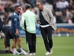 Michael Vaughan with Brendon McCullum during the series against New Zealand.