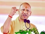 Chief minister Yogi Adityanath addresses a gathering during the inauguration and foundation stone laying of 268 public welfare projects worth <span class='webrupee'>₹</span>692 crore, in Ghazipur on Thursday. (@myogiadityanath X/ANI Photo)