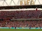 Fans attend the 2026 World Cup round of 32 football match between Portugal and Croatia at the Toronto Stadium in Toronto, Canada on July 2. (AFP)