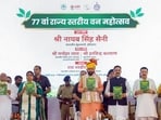 Haryana chief minister Nayab Singh Saini during the 77th State-Level Forest Festival, in Karnal on Thursday. (ANI)
