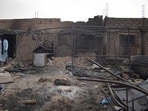 A damaged building is seen after an attack.(AFP)
