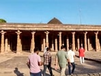 People visit the Bhojshala complex following the Madhya Pradesh HC verdict declaring the site a Hindu temple, in Dhar.