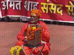The protest, held near the Makar Dwar steps, came as Opposition parties continued to target the Centre over the alleged Ram Temple donation.