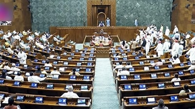 The Vande Mataram bill makes any obstruction or insult to the national song a criminal offence, proposing a jail term of up to three years and a fine for offenders. (Sansad TV) The Vande Mataram bill makes any obstruction or insult to the national song a criminal offence, proposing a jail term of up to three years and a fine for offenders. (Sansad TV)