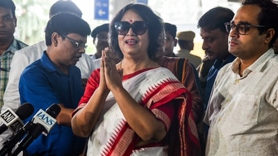 Taslima Nasreen arrives at Kolkata's Netaji Subhas Chandra Bose International Airport on Friday ahead of her first public appearance in the city since 2007. (Debajyoti Chakraborty/ANI) Taslima Nasreen arrives at Kolkata's Netaji Subhas Chandra Bose International Airport on Friday ahead of her first public appearance in the city since 2007. (Debajyoti Chakraborty/ANI)