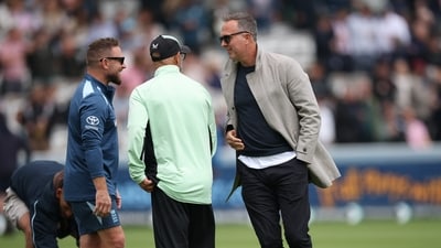 Michael Vaughan with Brendon McCullum during the series against New Zealand. (Action Images via Reuters)