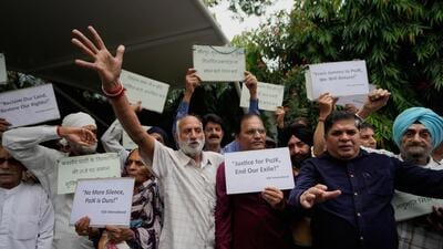 India on Friday denounced the Pakistan government’s use of “ruthless force” against civilian protesters in Pakistan-occupied Jammu and Kashmir (PoJK) (AP Photo) India on Friday denounced the Pakistan government’s use of “ruthless force” against civilian protesters in Pakistan-occupied Jammu and Kashmir (PoJK) (AP Photo)