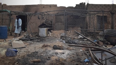 A damaged building is seen after an attack. (AFP) A damaged building is seen after an attack. (AFP)