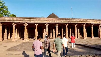 People visit the Bhojshala complex following the Madhya Pradesh HC verdict declaring the site a Hindu temple, in Dhar. (PTI Photo)
