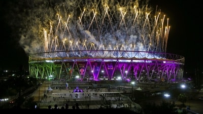 Ahmedabad: Fireworks light up the sky over the Narendra Modi Stadium after the Royal Challengers Bengaluru win the Indian Premier League (IPL) 2026 final cricket match, in Ahmedabad, Gujarat, early Monday, June 1, 2026. (PTI Photo) (PTI06_01_2026_000093B) Ahmedabad: Fireworks light up the sky over the Narendra Modi Stadium after the Royal Challengers Bengaluru win the Indian Premier League (IPL) 2026 final cricket match, in Ahmedabad, Gujarat, early Monday, June 1, 2026. (PTI Photo) (PTI06_01_2026_000093B)