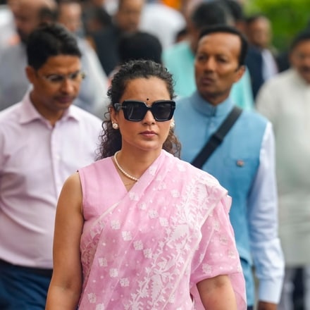 BJP MP Kangana Ranaut during the Monsoon Session of the Parliament, in New Delhi. (PTI Photo/Shahbaz Khan)(PTI07_21_2026_000081B)