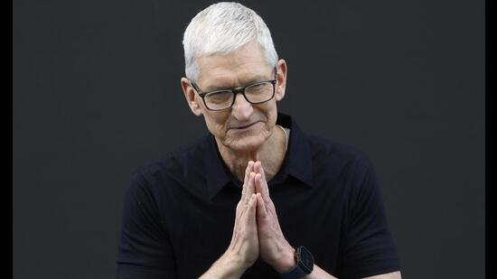 Apple CEO Tim Cook delivers the keynote address in Cupertino, California. (Getty Images via AFP)