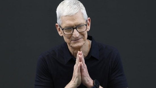 Apple CEO Tim Cook delivers the keynote address in Cupertino, California. (Getty Images via AFP)