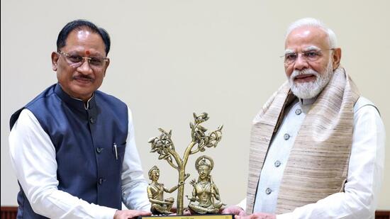 Chhattisgarh chief minister Vishnu Deo Sai on Friday met Prime Minister Narendra Modi and presented a development roadmap for the state (@PMOIndia X)