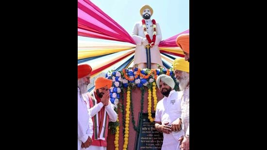 Recalling the life and legacy of Shaheed Udham Singh, Saini said the revolutionary devoted his life to the service of the nation and avenged the Jallianwala Bagh massacre in London. (HT Photo)