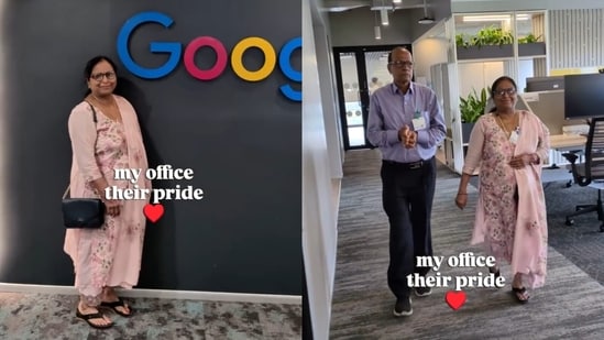 A Google employee showed his parents around his Bengaluru office, creating a heartwarming family moment.