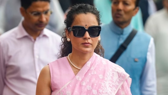 BJP MP Kangana Ranaut during the Monsoon Session of the Parliament, in New Delhi. (PTI Photo/Shahbaz Khan)(PTI07_21_2026_000081B)