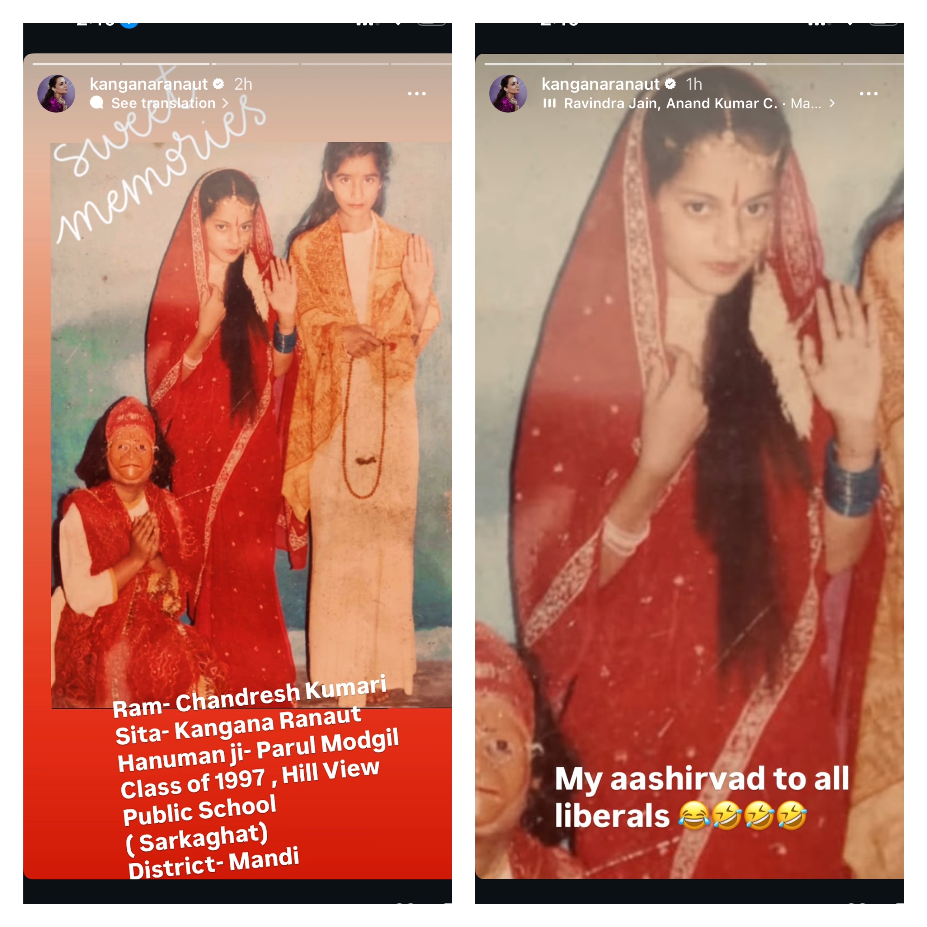 Kangana via Instagram Stories. Kangana via Instagram Stories.