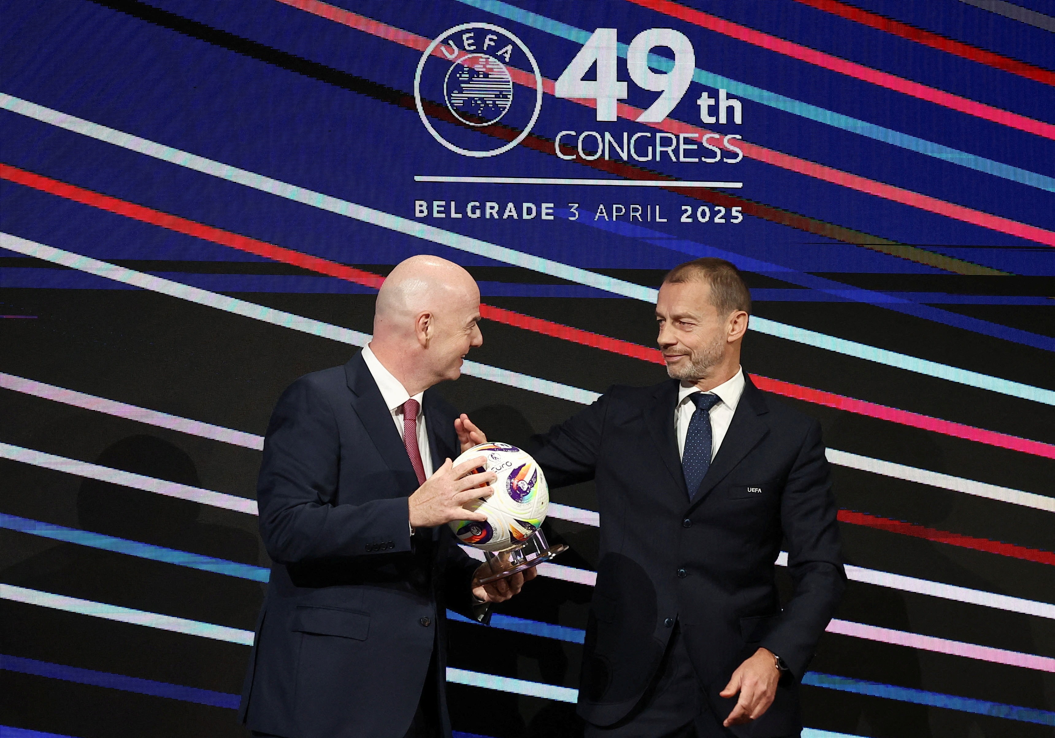 Fifa president Gianni Infantino and Uefa President Aleksander Ceferin during the Fifa congress last year. (Reuters)