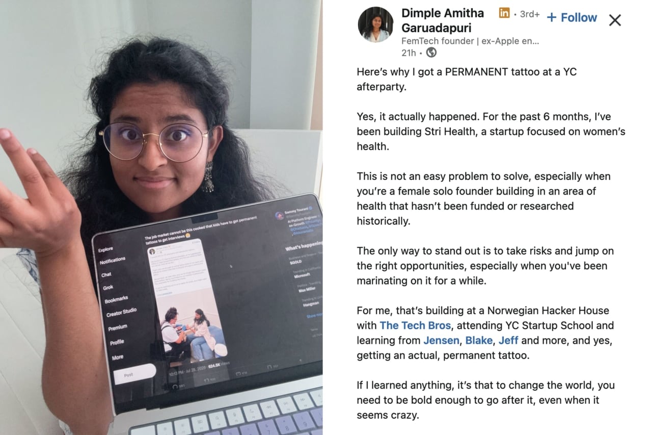 Dimple Amitha Garuadapuri is seen in her LinkedIn post. Dimple Amitha Garuadapuri is seen in her LinkedIn post.