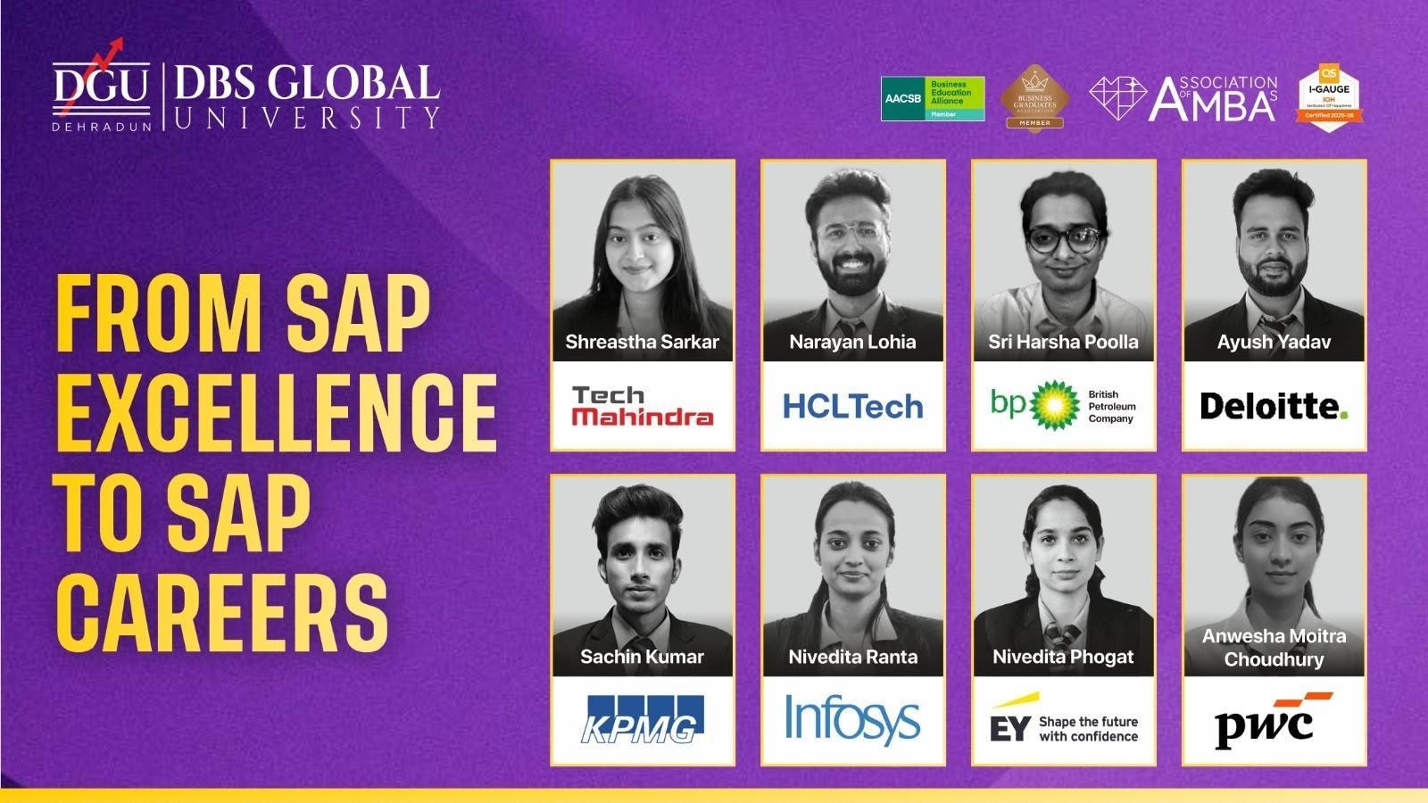 DBS Global University students secure SAP-focused careers at leading global companies. DBS Global University students secure SAP-focused careers at leading global companies.