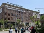 File image of people visiting the Veer Savarkar Sports Complex, a venue for the 2030 Commonwealth Games in Ahmedabad on May 23, 2026. (AFP)