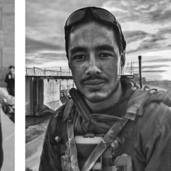 An 18-year-old 'Nims' joining the Gurkha regiment of British military in 2003; and (right) in combat gear on Special Forces duty.