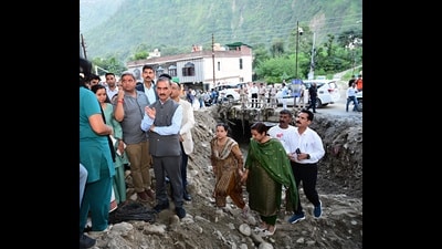 Chief minister Sukhvinder Singh Sukhu on Saturday visited disaster-affected areas of Chamba district to take stock of the damage caused by heavy rains and landslides during the current monsoon season. (HT Photo) Chief minister Sukhvinder Singh Sukhu on Saturday visited disaster-affected areas of Chamba district to take stock of the damage caused by heavy rains and landslides during the current monsoon season. (HT Photo)