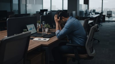 After surviving layoffs, an employee said he felt guilty and feared how quickly any job could disappear. (Representational image/Gemini AI generated)