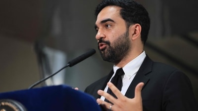 New York City Mayor Zohran Mamdani speaks at a food distribution center on July 27, 2026 in the Brooklyn borough of New York City. (Getty Images via AFP)